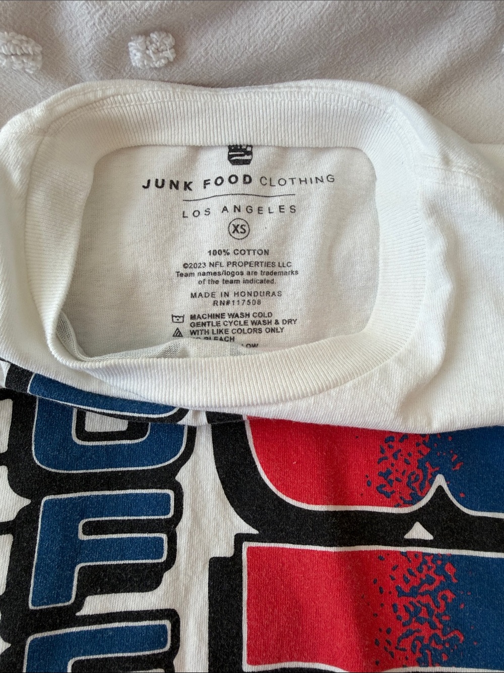 Junk Food Clothing White Buffalo Bills Graphic Tee - Red & Blue - Picture 3 of 3